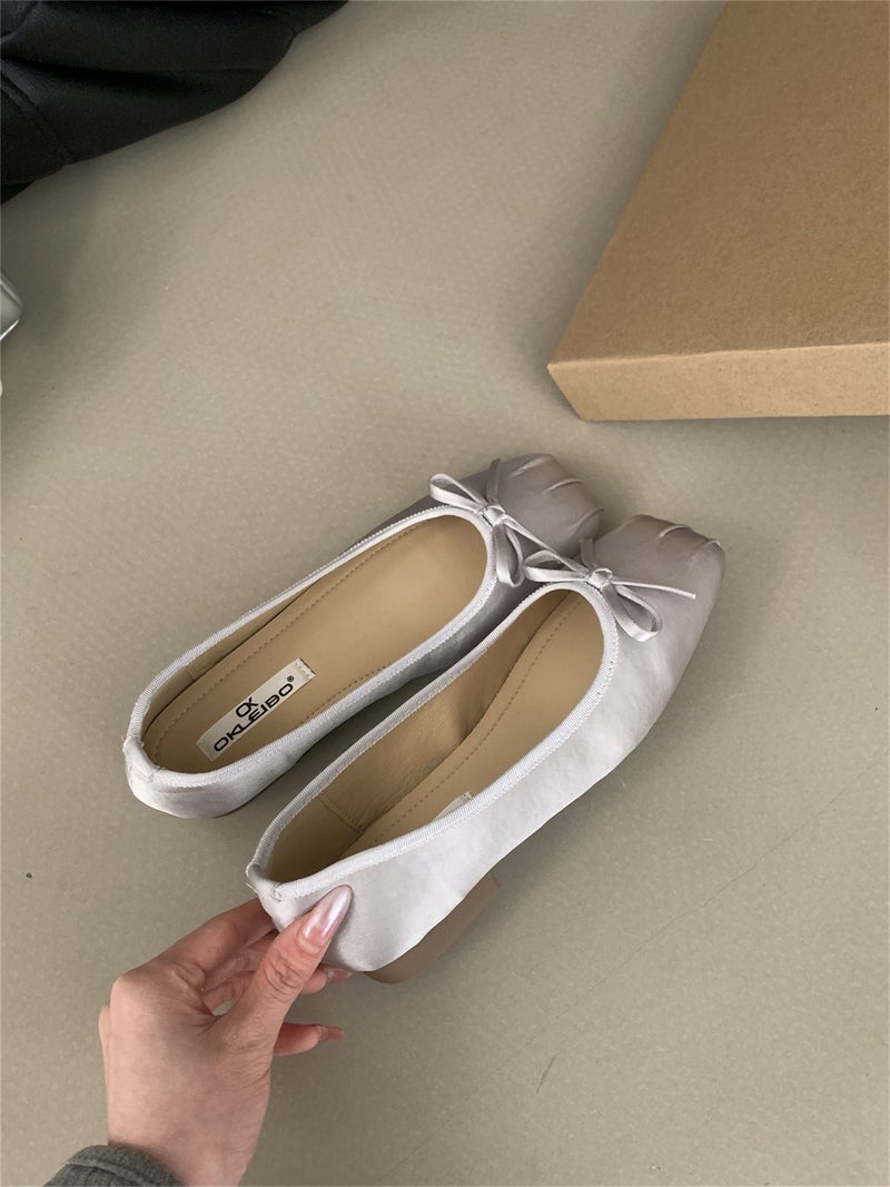 Gentle Fairy Style Single-Layer Shoes Women'S 2025 Spring New French Style Elegant Bow Shallow Mouth Late Shoes - Image 1